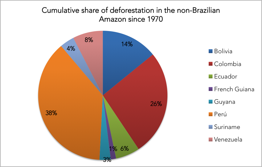 Pie chart showing share of Amazon forest loss outside Brazil since 1970
