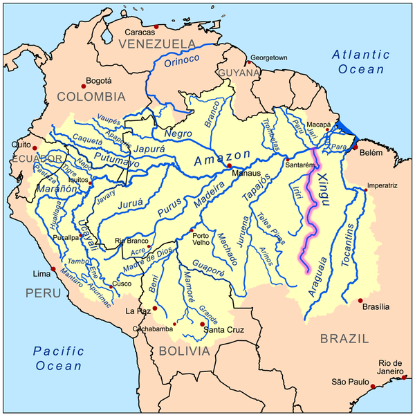 Map showing the Xingu River. Created by Kmusser licensed under the Creative Commons Attribution-Share Alike 3.0 Unported license 13 