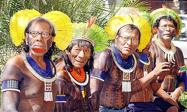 Indigenous Brazilian chiefs from the Kaiapos tribe livinf in the Xingu River basin Photo by Valter Campanato, courtesy of Agência Brasil