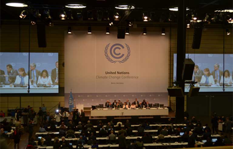 The opening session at the Bonn climate conference. Photo by Justin Catanoso
