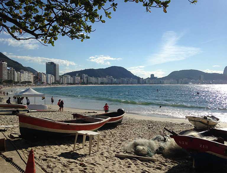 Waters at Copacabana Beach, site for the Olympic marathon swimming and swimming triathlon events was found to have dangerously high levels of viruses, super bacteria and fecal coliforms by researchers. Rio Olympics authorities have been largely unresponsive to the potential risks. Photo by Andre Indio licensed under the Creative Commons Attribution-Share Alike 3.0 Unported license