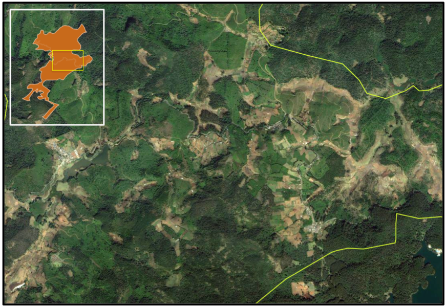 Satellite images of the Ghats wart frog’s range show much of its habitat has already been converted to farmland. Imagery courtesy of Google Earth.