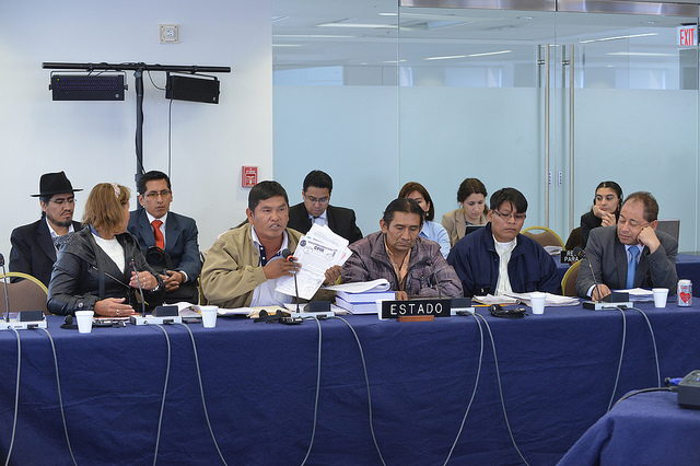 Bolivian government officials speak about the TIPNIS conflict at a meeting of the Inter-American Commission on Human Rights (CIDH). Photo by Eddie Arrossi on flickr