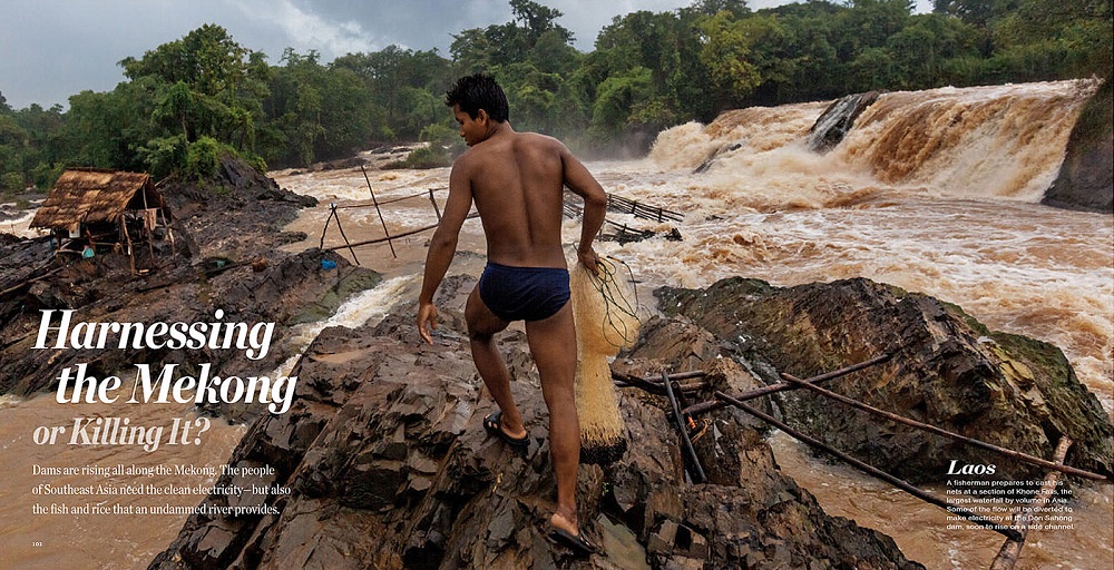 An image from National Geographic's May 2015 issue, which featured an article on Mekong dams titled 