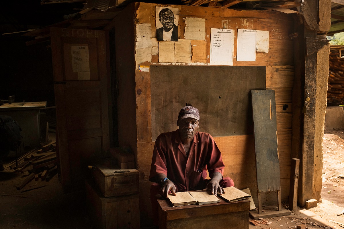 André Kasereka Syangeha, manager of the Father Caracciolo Millwork in Nyamilima, North Kivu, DRC, November 2016. Photo by Leonora Baumann for Mongabay.
